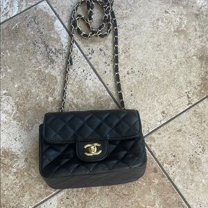 Luxury inspired Black Quilted Crossbody Bag